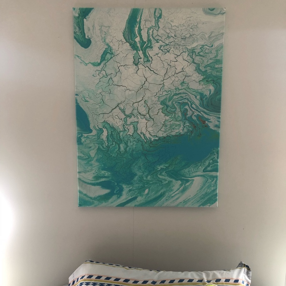 “Glacier” acrylic pour painting wall art on canvas